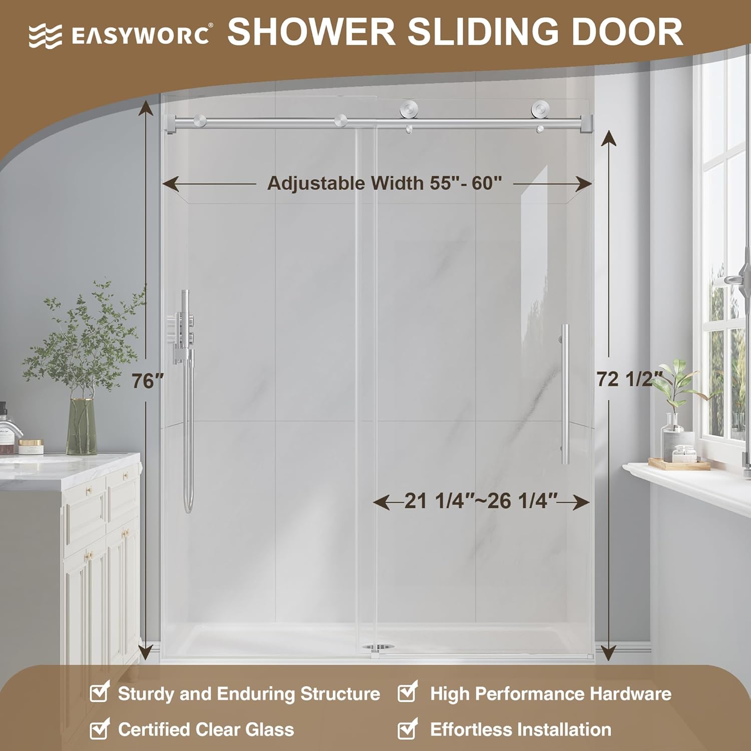 EASYWORC frameless shower door worth it,should I buy an EASYWORC shower door,EASYWORC vs other shower doors,EASYWORC shower door pros cons,best frameless sliding shower door,EASYWORC 60 inch shower door honest unboxing and complete package contents