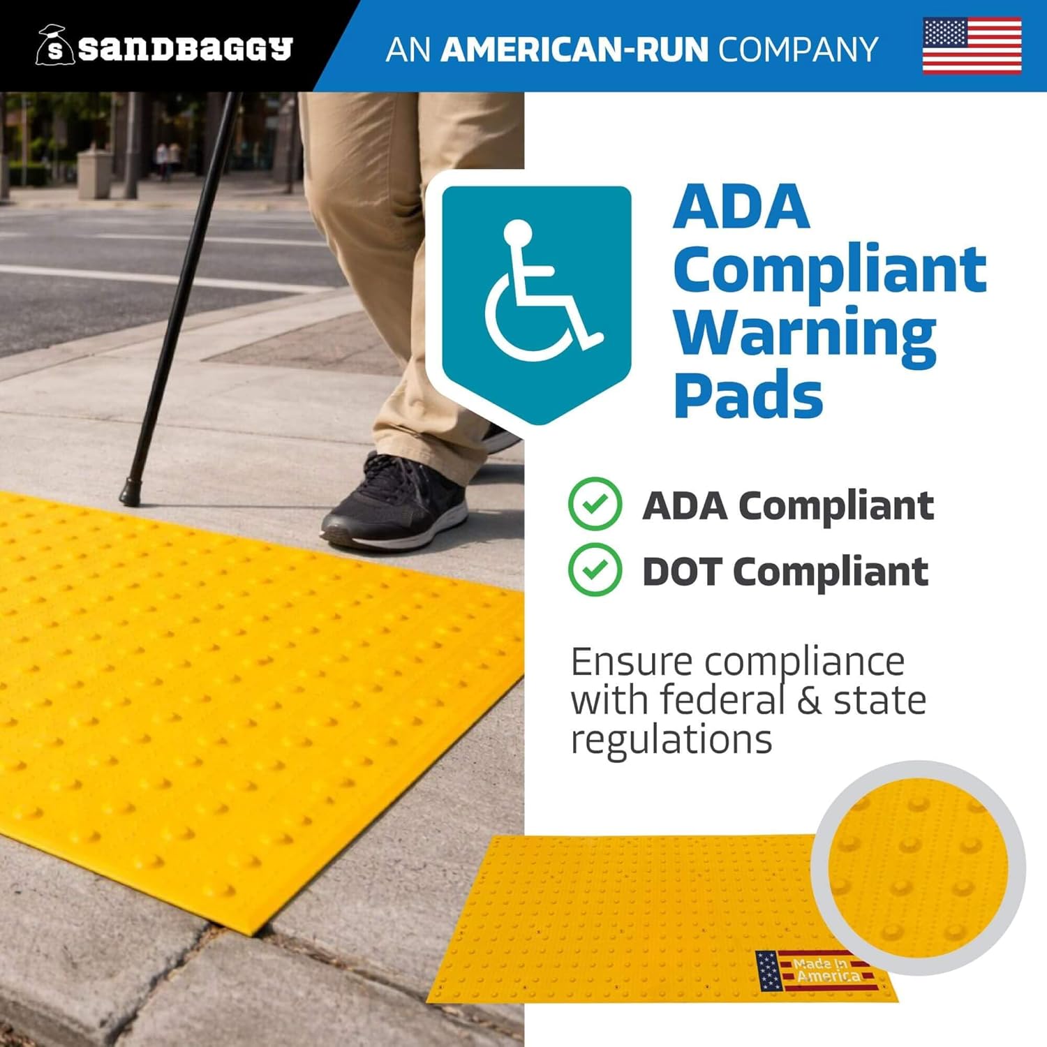 Sandbaggy ADA warning pads worth buying,should I buy Sandbaggy ADA pads,Sandbaggy vs other ADA warning pads,Sandbaggy ADA pads pros cons,best ADA compliant warning pads,Sandbaggy ADA pads installation performance testing and real-world results