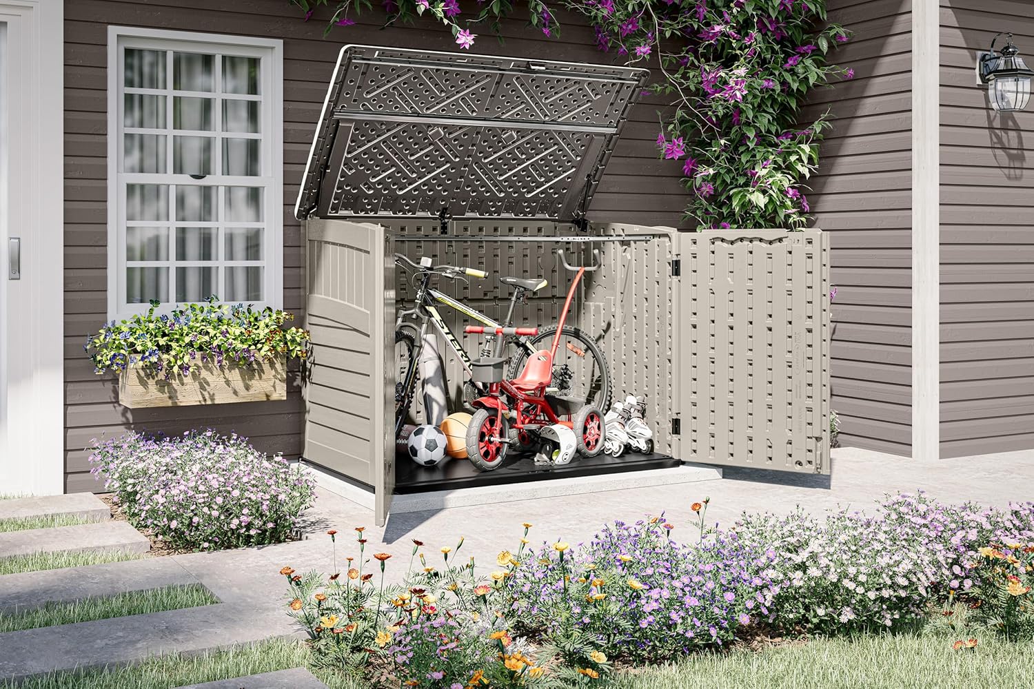 Suncast Stow-Away Horizontal Shed worth it,should I buy Suncast Stow-Away Shed,Suncast Stow-Away Shed pros cons,best horizontal outdoor storage shed,Suncast Stow-Away vs other sheds,Suncast BMS4720 worth buying unboxing and complete package contents