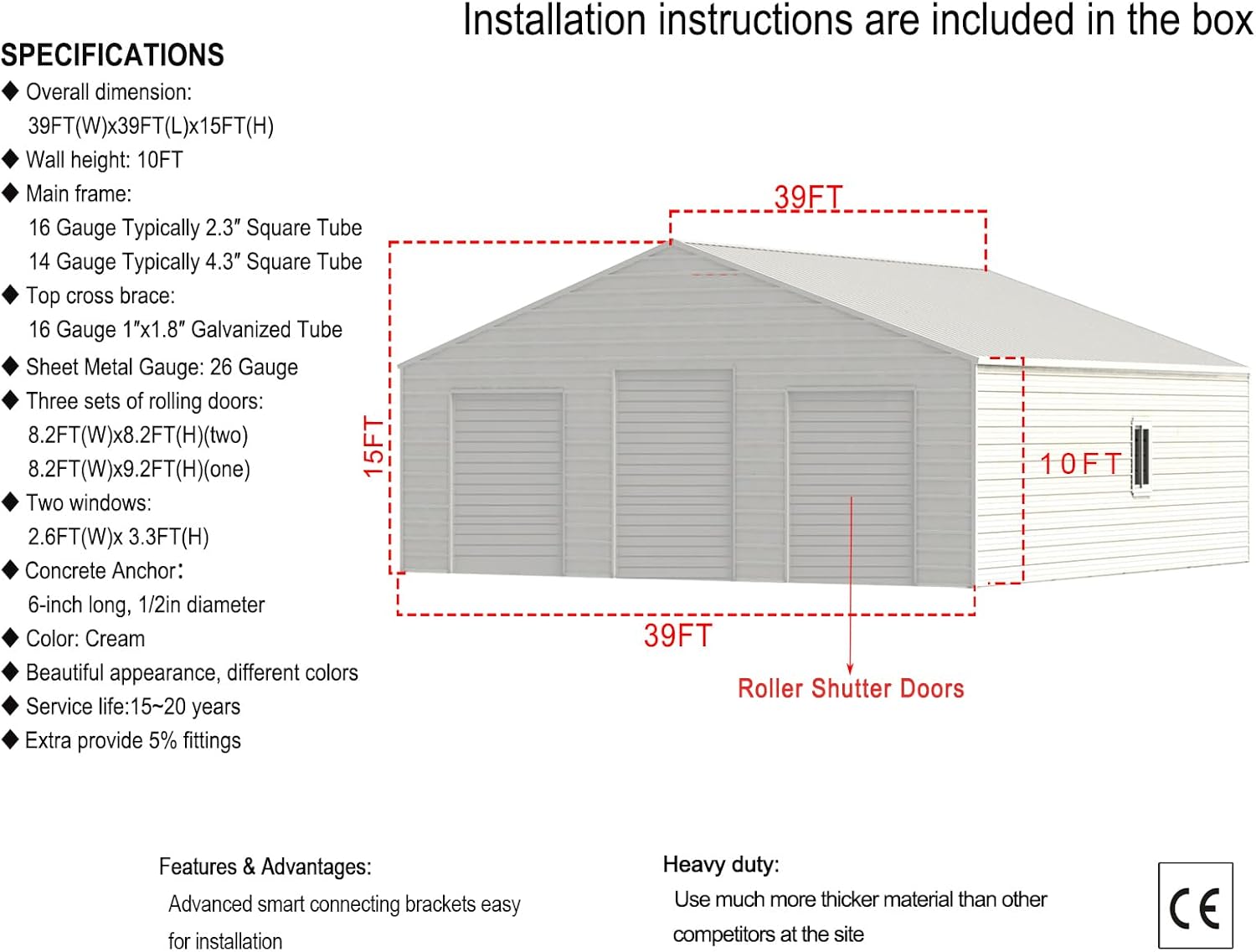 buy 39ft x 39ft metal barn,39ft x 39ft metal barn worth it,best heavy-duty steel building,39ft metal barn pros cons,should I buy a TTBKA metal barn,metal barn vs pole barn unboxing and complete package contents