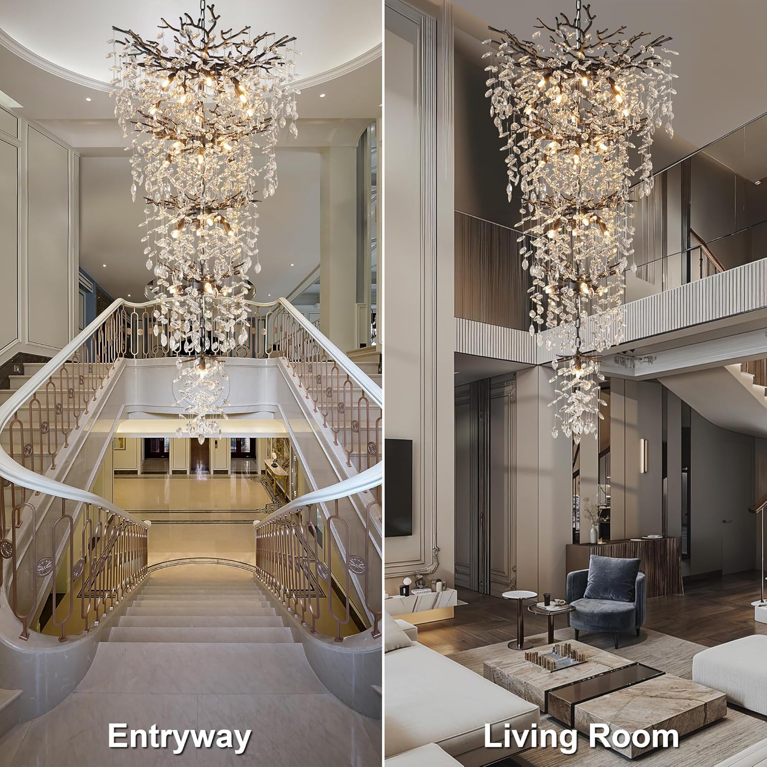 buy YUYI black tree branch chandelier,YUYI chandelier worth buying,best high ceiling chandelier,black tree branch chandelier pros cons,should I buy the YUYI crystal chandelier,YUYI chandelier vs alternatives unboxing and complete package contents