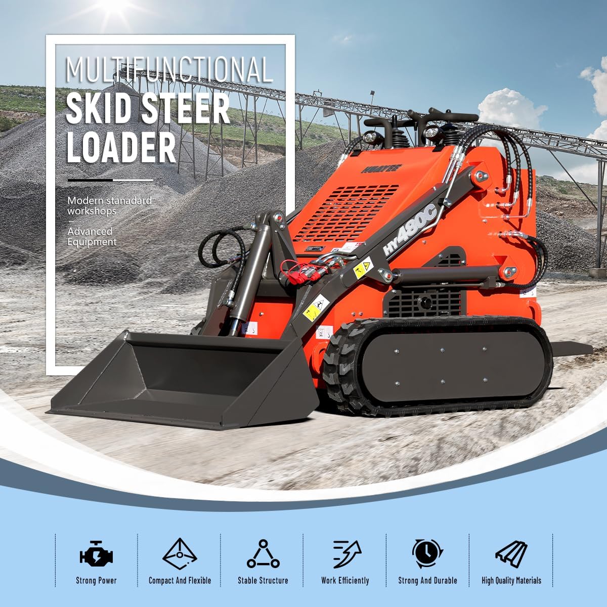 HUAYEE HY480C Mini Skid Steer Review: Honest Pros & Cons 3 Step-by-step guide for HUAYEE HY480C mini skid steer review,mini skid steer pros cons,stand on skid steer vs track,HY480C worth buying,best mini skid steer for soft ground,should I buy a HUAYEE skid steer - complete tutorial